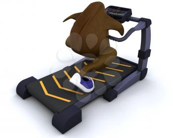 3D render of a turkey running on a treadmill