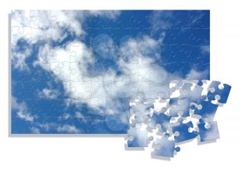 Abstract jigsaw background with a sky image