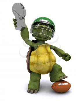 3D Render of a Tortoise with an american football