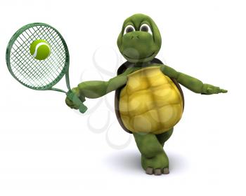 3D Render of a Tortoise playing tennis