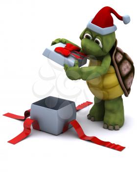 3D render of a tortoise santa character