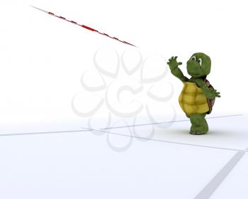 3D render of a tortoise competing in javelin