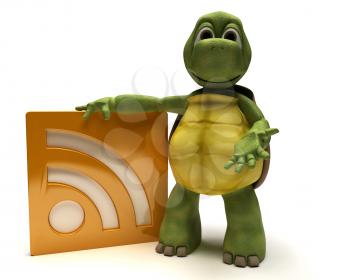 3D Render of a Tortoise with an rss symbol