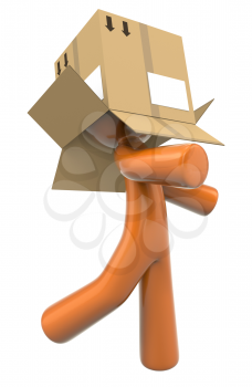 Royalty Free Clipart Image of a Man With a Box on His Head