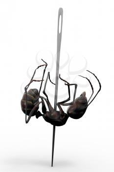 Royalty Free Clipart Image of a worker ant pinned down.