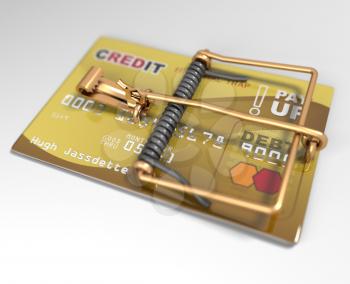 Royalty Free Clipart Image of a Credit Card Mousetrap