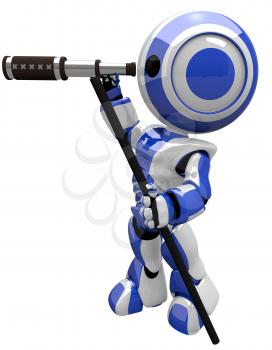 Robot with telescope, cute and electronic. He is a scout.