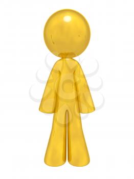 A lone gold man standing up ready to do your bidding, aiding your design.
