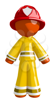 Orange Man Firefighter Standing