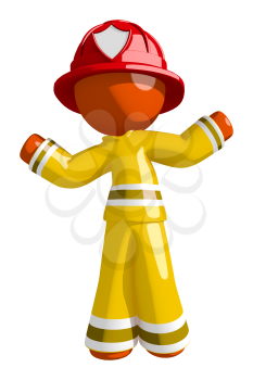 Orange Man Firefighter Confused