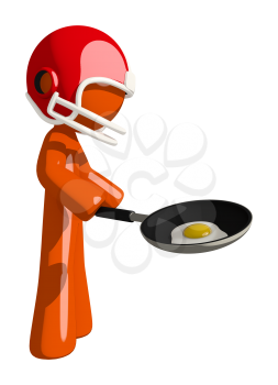 Football player orange man frying an egg.