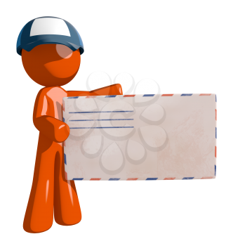 Orange Man postal mail worker  Large Envelope