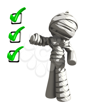 Mummy or Personal Injury Concept Standing Beside Checklist