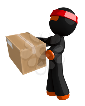 Orange Man Ninja Warrior Delivering Package