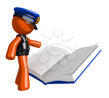 Orange Man police officer  Reading Open Book