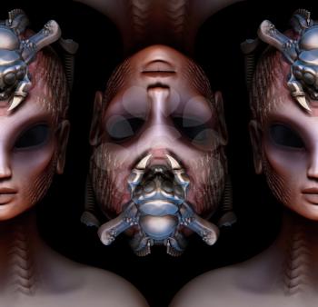 Hybrid alien woman queen pattern strange concept 