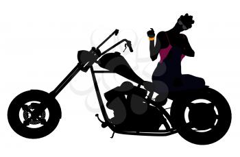 Royalty Free Clipart Image of a Woman on a Motorcycle