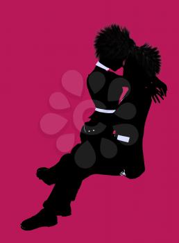 Royalty Free Clipart Image of a Couple on Pink