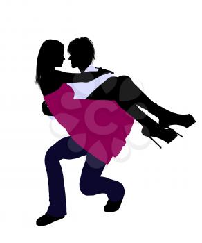 Royalty Free Clipart Image of a Man Carrying a Woman in His Arms