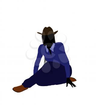 Royalty Free Clipart Image of a Girl in a Cowboy Hat