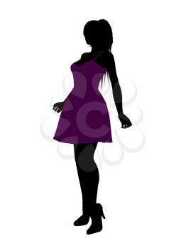 Royalty Free Clipart Image of a Woman in a Cocktail Dress