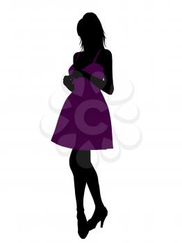 Royalty Free Clipart Image of a Woman in a Cocktail Dress