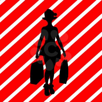 Royalty Free Clipart Image of a Christmas Elf With Shopping Bags