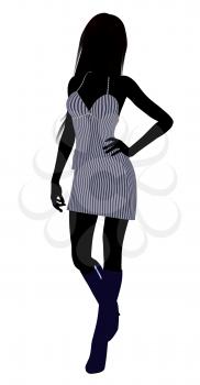 Royalty Free Clipart Image of a Woman in a Striped Dress