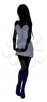 Royalty Free Clipart Image of a Girl in a Striped Sundress