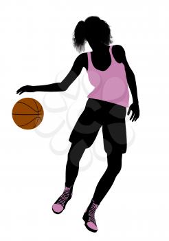 Royalty Free Clipart Image of a Female Basketball Player