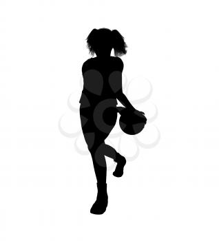 Royalty Free Clipart Image of a Female Basketball Player