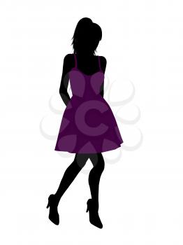 Royalty Free Clipart Image of a Woman in a Purple Dress