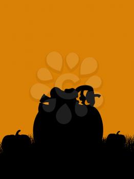 Royalty Free Clipart Image of a Jack-o-Lantern and Pumpkin