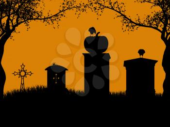 Royalty Free Clipart Image of a Cemetery