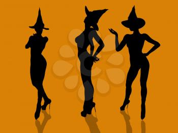Royalty Free Clipart Image of Three Witches
