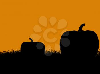 Royalty Free Clipart Image of Two Pumpkin Silhouettes