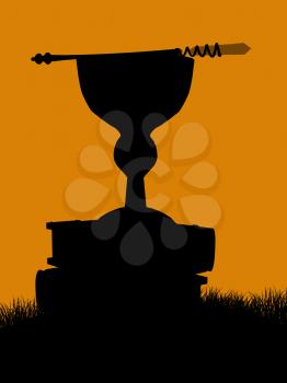 Royalty Free Clipart Image of a Chalice on Books