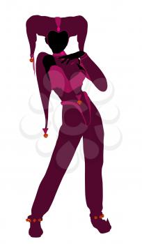 Royalty Free Clipart Image of a Girl in a Joker's Costume