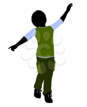 Royalty Free Clipart Image of a Boy Reaching