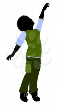 Royalty Free Clipart Image of a Boy Reaching