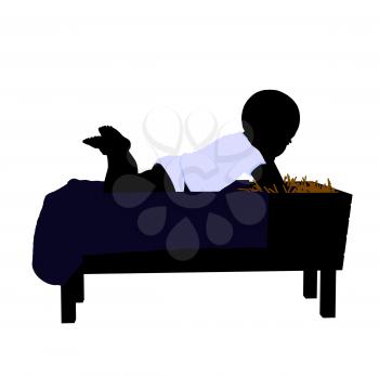 Royalty Free Clipart Image of a Baby in a Manger