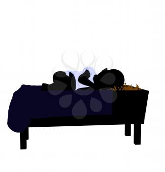Royalty Free Clipart Image of a Baby in a Manger