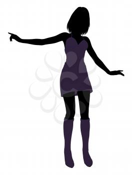 Royalty Free Clipart Image of a Girl in Purple