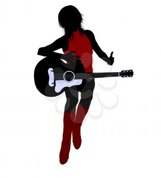Royalty Free Clipart Image of a Female Guitarist