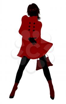 Royalty Free Clipart Image of a Girl in a Red Coat
