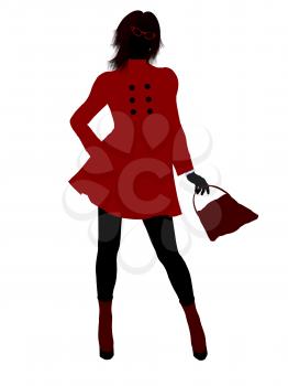 Royalty Free Clipart Image of a Woman in a Red Coat