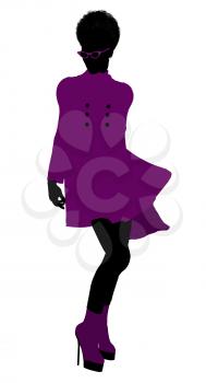 Royalty Free Clipart Image of a Woman in a Purple Coat