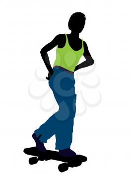 Royalty Free Clipart Image of a Guy on a Skateboard