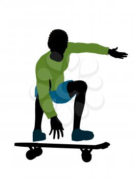 Royalty Free Clipart Image of a Boy on a Skateboarder