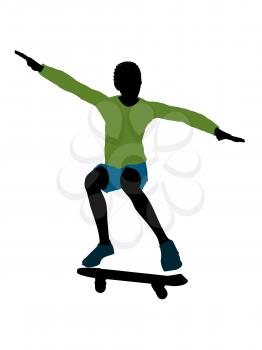 Royalty Free Clipart Image of a Boy on a Skateboard